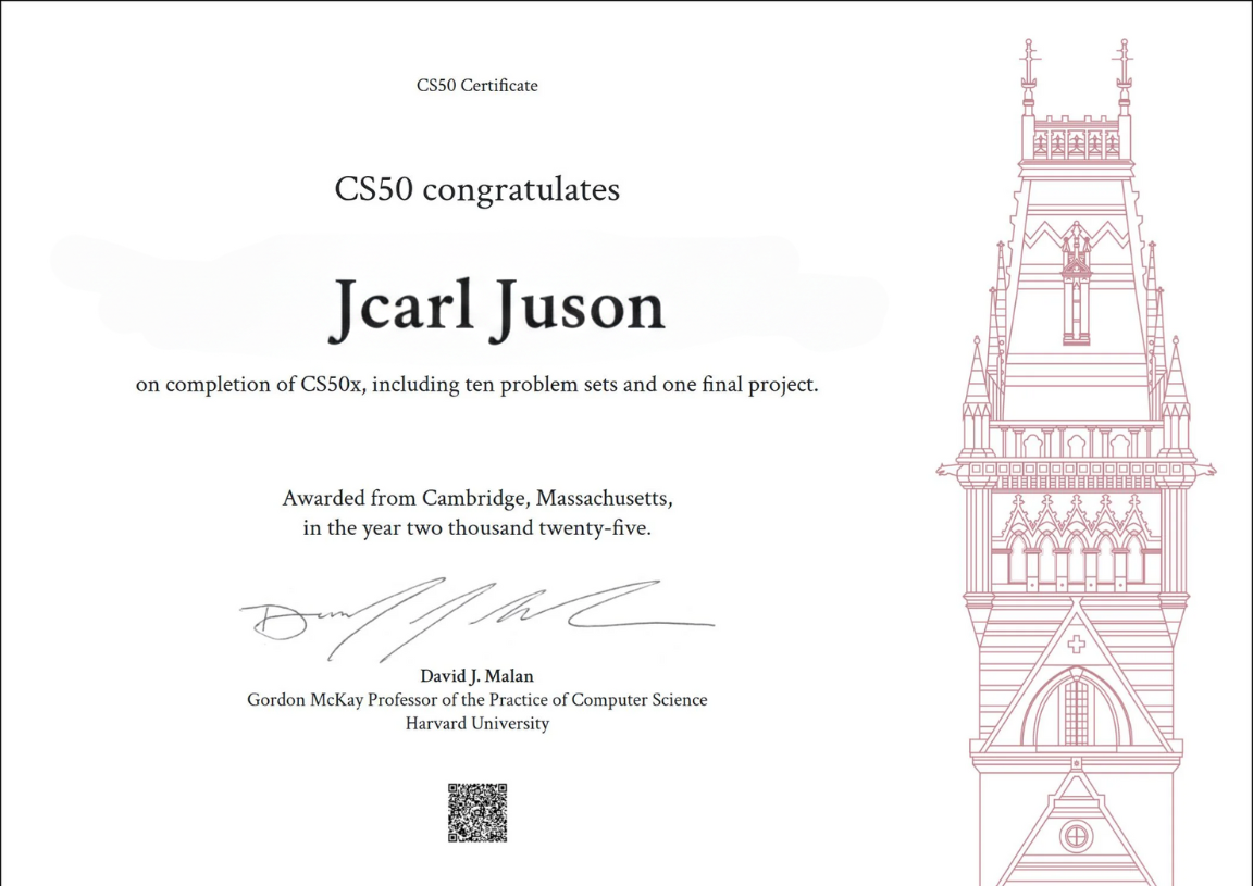Harvard CS50x Certificate
